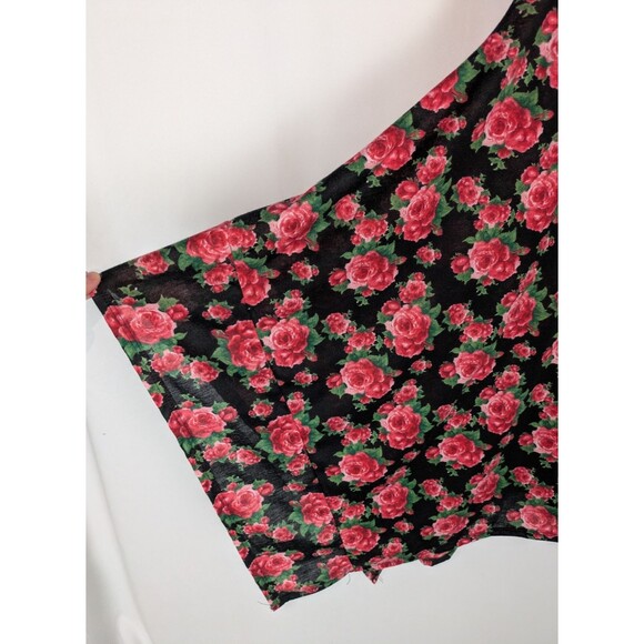 Canari Dress L Women's Black Floral Scoop Neck Spaghetti Strap Trapeze Comfy - Picture 4 of 7